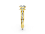 Yellow gold Cushion Solitaire Diamond Ring with Channel Set Band and Six-Prong Setting_50