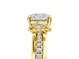 Yellow gold Cushion Solitaire Diamond Ring with Channel Set Band and Six-Prong Setting_53