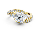 Yellow gold Cushion Solitaire Diamond Ring with Filigree Band and Four-Prong Setting_40