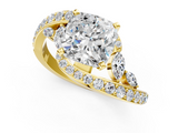 Yellow gold Cushion Solitaire Diamond Ring with Filigree Band and Four-Prong Setting_41
