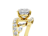 Yellow gold Cushion Solitaire Diamond Ring with Filigree Band and Four-Prong Setting_45