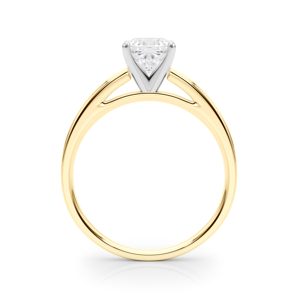 Yellow gold Cushion Solitaire Diamond Ring with Four-Prong Setting and Classic Band 2