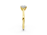 Yellow gold Cushion Solitaire Diamond Ring with Four-Prong Setting and Classic Band_10