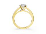 Yellow gold Cushion Solitaire Diamond Ring with Four-Prong Setting and Classic Band_11