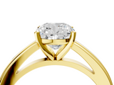 Yellow gold Cushion Solitaire Diamond Ring with Four-Prong Setting and Classic Band_12