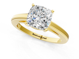 Yellow gold Cushion Solitaire Diamond Ring with Four-Prong Setting and Classic Band_9