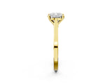 Yellow gold Cushion Solitaire Diamond Ring with Four-Prong Setting and Tapered Band 3
