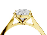 Yellow gold Cushion Solitaire Diamond Ring with Four-Prong Setting and Tapered Band 5