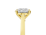 Yellow gold Cushion Solitaire Diamond Ring with Four-Prong Setting and Tapered Band
