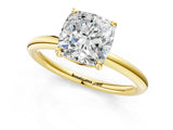 Yellow gold Cushion Solitaire Diamond Ring with Four-Prong Setting on a Plain Band_21