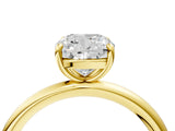 Yellow gold Cushion Solitaire Diamond Ring with Four-Prong Setting on a Plain Band_24
