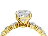 Yellow gold Cushion Solitaire Diamond Ring with Pave Band and Four-Prong Setting_273
