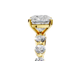 Yellow gold Cushion Solitaire Diamond Ring with Pave Band and Four-Prong Setting_274