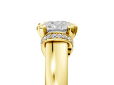 Yellow gold Cushion Solitaire Diamond Ring with Pave Band and Six-Prong Setting_39