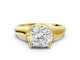 Yellow gold Cushion Solitaire Diamond Ring with Six-Prong Cathedral Setting_32