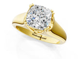 Yellow gold Cushion Solitaire Diamond Ring with Six-Prong Cathedral Setting_33