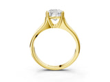 Yellow gold Cushion Solitaire Diamond Ring with Six-Prong Cathedral Setting_35