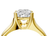 Yellow gold Cushion Solitaire Diamond Ring with Six-Prong Cathedral Setting_36