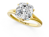 Yellow gold Cushion Solitaire Diamond Ring with Six-Prong Setting and Tapered Band_27
