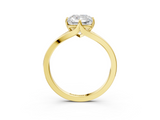 Yellow gold Cushion Solitaire Diamond Ring with Six-Prong Setting and Tapered Band_29