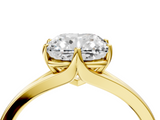 Yellow gold Cushion Solitaire Diamond Ring with Six-Prong Setting and Tapered Band_30
