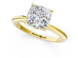 Yellow gold Cushion Solitaire Diamond Ring with Six-Prong Setting on a Classic Band 1
