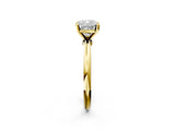 Yellow gold Cushion Solitaire Diamond Ring with Six-Prong Setting on a Classic Band 2