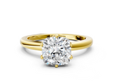 Yellow gold Cushion Solitaire Diamond Ring with Six-Prong Setting on a Classic Band_3