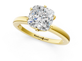 Yellow gold Cushion Solitaire Diamond Ring with Six-Prong Setting on a Classic Band_4
