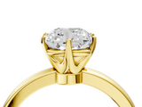 Yellow gold Cushion Solitaire Diamond Ring with Six-Prong Setting on a Classic Band_7