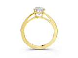 Yellow gold Cushion Solitaire Diamond Ring with Split Shank and Four-Prong Setting_15