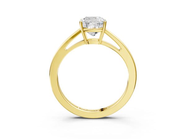 Yellow Gold Cushion Cut Cathedral Solitaire Engagement Ring Setting with Open Shoulders