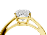 Yellow gold Cushion Solitaire Diamond Ring with Split Shank and Four-Prong Setting_23