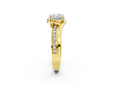 Yellow gold Cushion Solitaire Diamond Ring with Split Shank and Prong Setting_68