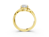 Yellow gold Cushion Solitaire Diamond Ring with Split Shank and Prong Setting_69