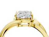 Yellow gold Cushion Solitaire Diamond Ring with Split Shank and Prong Setting_70