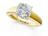 Yellow gold Cushion Solitaire Diamond Ring with Tapered Band and Four-Prong Setting_49