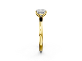 Yellow gold Cushion Solitaire Diamond Ring with Thin Band and Four-Prong Setting_5