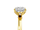 Yellow gold Cushion Solitaire Diamond Ring with Thin Band and Four-Prong Setting_8
