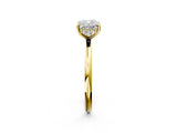 Yellow gold Cushion Solitaire Diamond Ring with a Classic Band and Four-Prong Setting 2