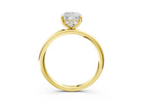 Yellow gold Cushion Solitaire Diamond Ring with a Classic Band and Four-Prong Setting 3
