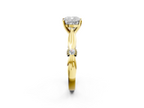 Yellow gold Cushion Solitaire Diamond Twisted Band with Four-Prong Setting_49