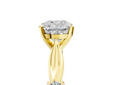 Yellow gold Cushion Solitaire Diamond Twisted Band with Four-Prong Setting_52