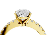 Yellow gold Cushion Solitaire Diamond with Pavé Band and Four-Prong Setting_88