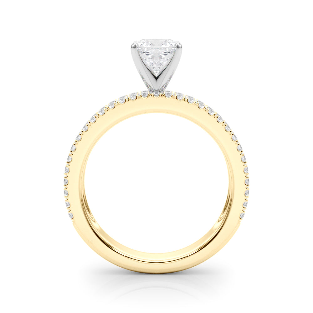 Yellow gold Cushion Solitaire Diamond with Pave and Channel Set Band 2