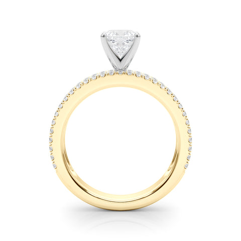 Yellow gold Cushion Solitaire Diamond with Pave and Channel Set Band 2