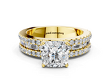 Yellow gold Cushion Solitaire Diamond with Pave and Channel Set Band_69