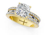 Yellow gold Cushion Solitaire Diamond with Pave and Channel Set Band_70