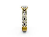 Yellow gold Cushion Solitaire Diamond with Pave and Channel Set Band_71
