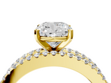Yellow gold Cushion Solitaire Diamond with Pave and Channel Set Band_73